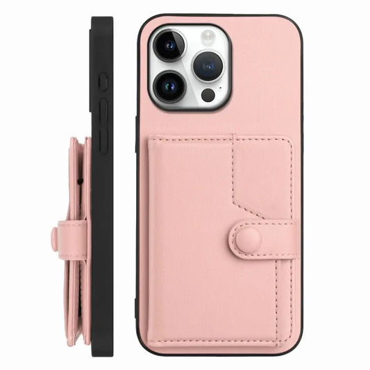 Button Card Bag RFID Anti-theft Phone Case, For iPhone 16 Pro Max, For iPhone 16 Pro, For iPhone 16 Plus, For iPhone 16  