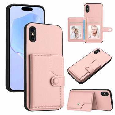 Button Card Bag RFID Anti-theft Phone Case, For iPhone XS / X, For iPhone XR, For iPhone XS Max, For iPhone 8 Plus / 7 Plus  