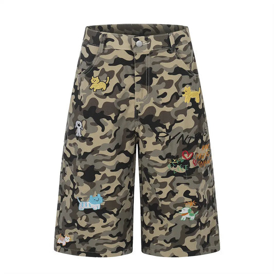 Camouflage straight leg five inch shorts  