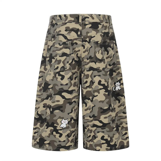 Camouflage straight leg five inch shorts  