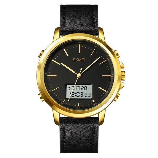 Casual Spiral Sports Crown Leather Alloy Round Pin Buckle Male Pointer Electronic Watch Utrano