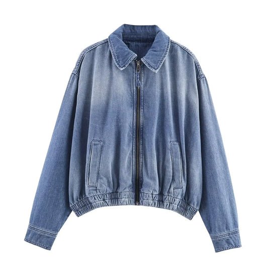 Casual loose denim pilot jacket  