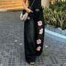 Cat Paw Embroidery Wide Leg Jeans  