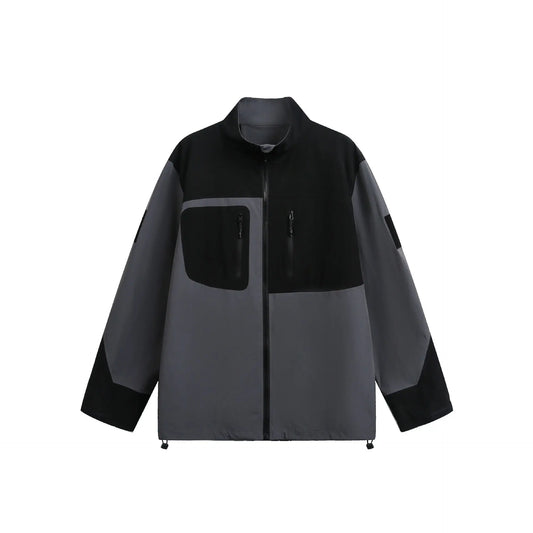 Color-Block Sun Protection Jacket  Casual Loose Stand-Up Collar Sporty Outerwear  