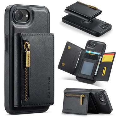 DG.MING M5 Series Zip RFID Multi Card Detachable Leather Phone Case, For iPhone 17e / 16e, For iPhone 17 Pro Max, For iPhone 17 Pro, For iPhone 17  