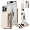 Crossbody Lanyard Zipper Wallet Leather Phone Case, For iPhone 16 Pro Max, For iPhone 16 Pro, For iPhone 16 Plus, For iPhone 16  