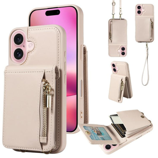 Crossbody Lanyard Zipper Wallet Leather Phone Case, For iPhone 17 Pro Max, For iPhone 17 Pro, For iPhone 17, For iPhone Air  