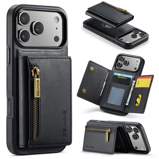 DG.MING M5 Series Zip RFID Multi Card Detachable Leather Phone Case, For iPhone 17e / 16e, For iPhone 17 Pro Max, For iPhone 17 Pro, For iPhone 17  