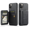 Fierre Shann Oil Wax Cow Leather Card Holder Back Phone Case, For iPhone 11 Pro  