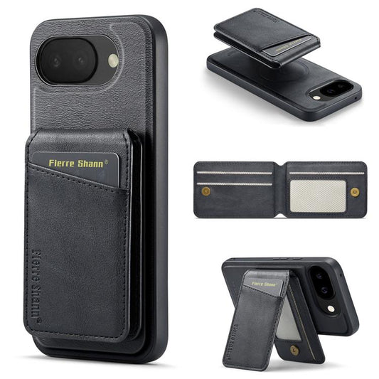 Fierre Shann Cowhide Vertical Flip Magnetic Card Holder Phone Case, For Google Pixel 10a, For Google Pixel 9 Pro, For Google Pixel 9, For Google Pixel 8a  