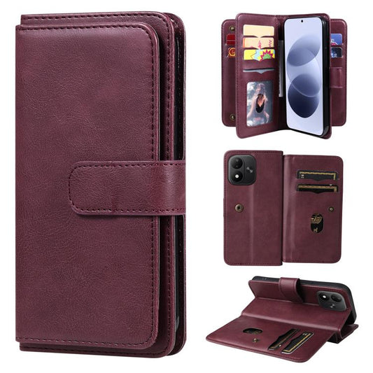 Multi-Function Wallet 10 Card Slots Leather Phone Case, For Redmi Note 17 5G/4G Global 171mm, For Redmi Note 17 Pro+ 5G Global 163mm, For Redmi 17 5G/4G Global 171mm, For Redmi Note 14 5G  