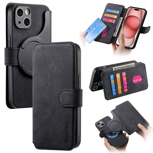 CaseNeo MagSafe RFID Anti-theft Retro Leather Phone Case, For iPhone 15  