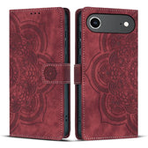 Mandala Embossed Retro Frosted Leather Phone Case, For iPhone 16e, For iPhone 16 Pro Max, For iPhone 16 Pro, For iPhone 16 Plus  