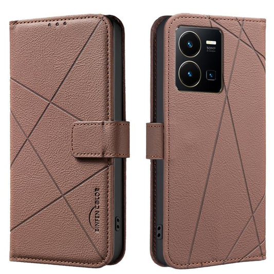 Geometric Pattern RFID Leather Phone Case, For vivo Y35 4G / Y22S, For vivo Y21 / Y21S / Y33S, For vivo Y27 4G