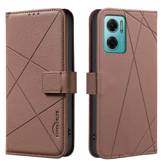 Geometric Pattern RFID Leather Phone Case, For Redmi Note 10 Pro Max / Note 10 Pro  