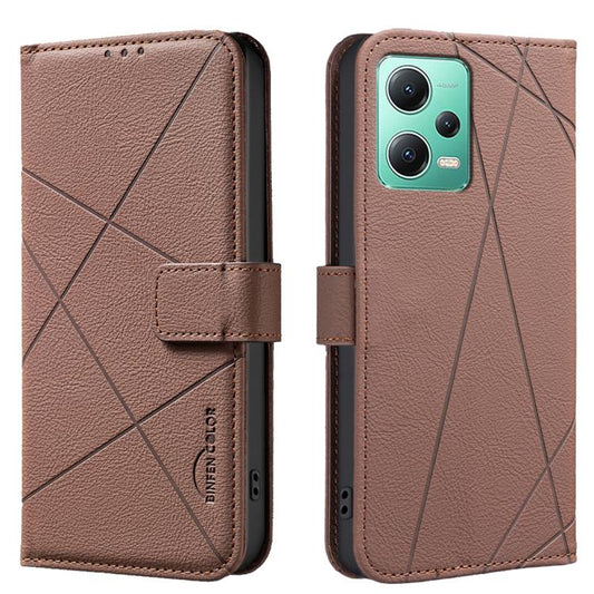 Geometric Pattern RFID Leather Phone Case, For Redmi Note 12 5G Global, For Redmi Note 11 Pro / 11 Pro 5G Global, For Redmi 10 2022 / Note 11 4G, For Redmi Note 10 5G / 10T 5G  