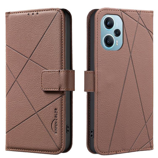 Geometric Pattern RFID Leather Phone Case, For Redmi 12C, For Redmi Note 12 Pro+ Global, For Redmi Note 12 Pro 5G Global, For Redmi Note 12 5G Global  