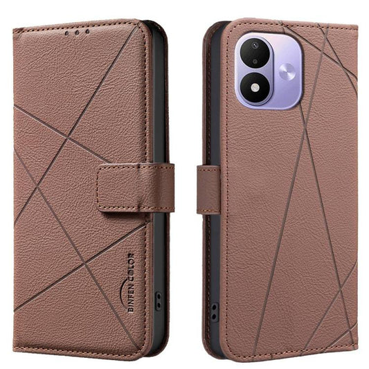 Geometric Pattern RFID Leather Phone Case, For Redmi K90 Max 5G, For Redmi A7 Pro 171mm / Poco C85x 5G, For Redmi 15a 5G, For Redmi Tubo 5 Max / Poco X8 Pro Max  