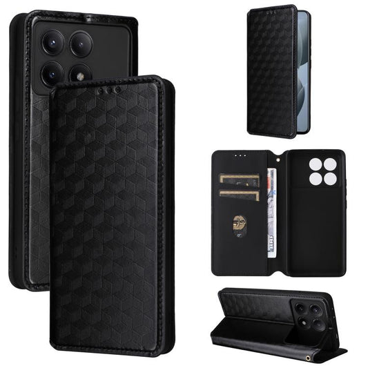 Cubic Grid Texture Flip Leather Phone Case, For Redmi K70E / Xiaomi Poco X6 Pro, For Redmi Note 13R Pro 5G, For Redmi Note 13 5G, For Redmi Note 13 Pro+ 5G  