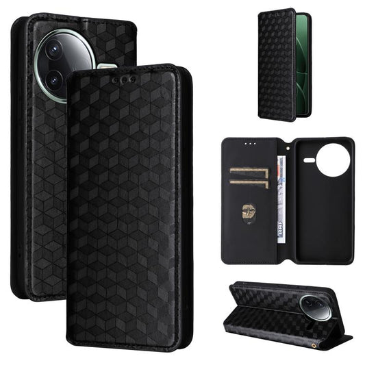 Cubic Grid Texture Flip Leather Phone Case, For Redmi K80 / K80 Pro, For Redmi Note 14 Pro 4G Global, For Redmi Note 14 4G 163.25mm, For Redmi Note 14 Pro+ 5G  