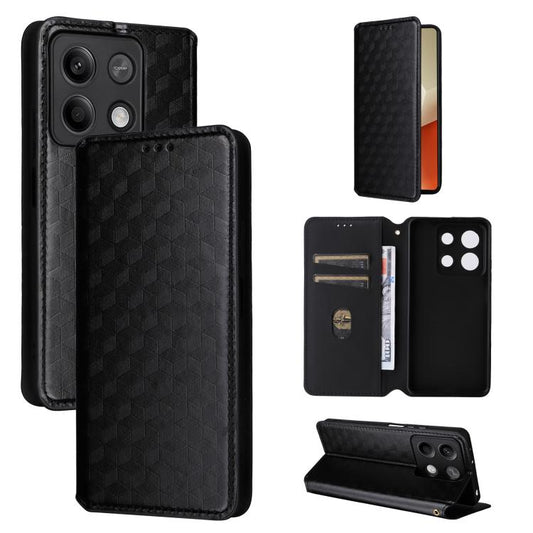 Cubic Grid Texture Flip Leather Phone Case, For Redmi Note 13 Pro 5G, For Redmi K70 / K70 Pro, For Redmi 12 4G, For Redmi Note 12S 4G Global  