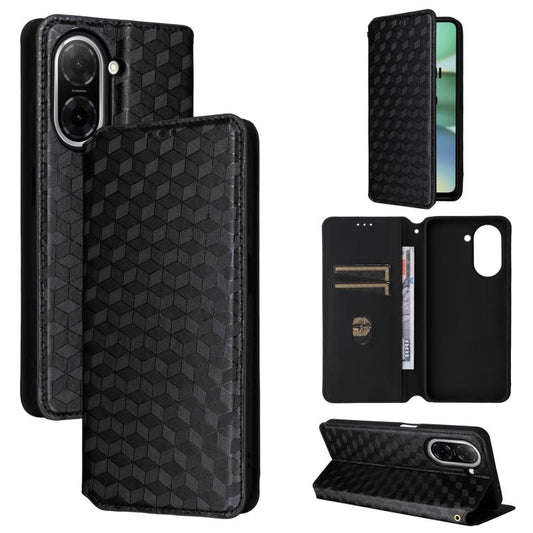 Cubic Grid Texture Flip Leather Phone Case, For Redmi A5 4G 173.3mm, For Redmi A5 4G 171.7mm / Xiaomi Poco C71, For Redmi Note 14 4G 164.84mm, For Redmi Turbo 4 Pro 5G  