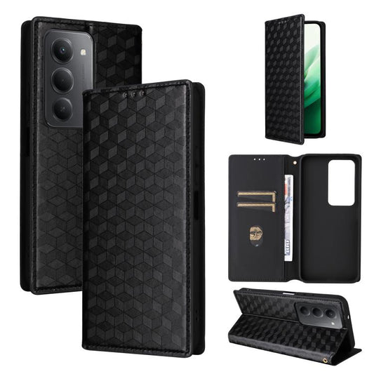 Cubic Grid Texture Flip Leather Phone Case, For Redmi K80 / K80 Pro, For Redmi Note 14 Pro 4G Global, For Redmi Note 14 4G 163.25mm, For Redmi Note 14 Pro+ 5G  