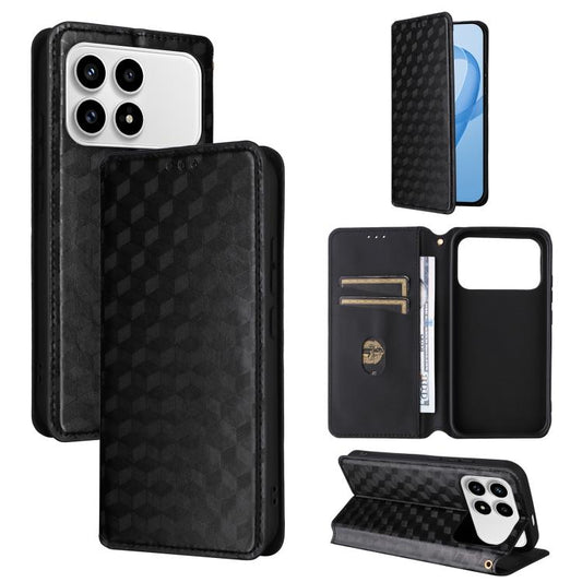 Cubic Grid Texture Flip Leather Phone Case, For Redmi A5 4G 173.3mm, For Redmi A5 4G 171.7mm / Xiaomi Poco C71, For Redmi Note 14 4G 164.84mm, For Redmi Turbo 4 Pro 5G  