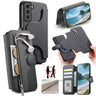 Twill Fabric MagSafe RFID Anti-theft Zipper Wallet Leather Phone Case, For Galaxy S21+ 5G  