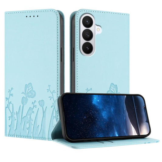 Tulips Butterfly Pattern Magnetic Vegan Leather Phone Case, For Samsung Galaxy S25 FE 5G, For Samsung Galaxy S25 Edge 5G  