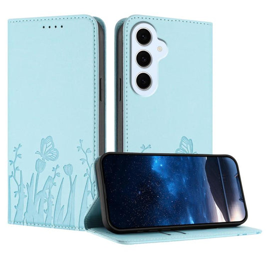 Tulips Butterfly Pattern Magnetic Vegan Leather Phone Case, For Samsung Galaxy S26 Ultra 5G, For Samsung Galaxy S26 5G  