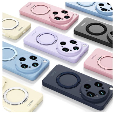 ABEEL Skin-friendly Feel Magnetic Liquid Silicone Phone Case with Holder, For OPPO Find X9 Ultra 5G, For OPPO Reno15 F 5G Global, For OPPO Reno15 Pro Max 5G Global, For OPPO Reno15 Pro 5G Global  