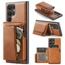 Fierre Shann Oil Wax Vegan Leather Magnetic Card Holder Back Phone Case, For Galaxy S24 FE 5G, For Galaxy S24 Ultra 5G, For Galaxy S24+ 5G, For Galaxy S24 5G  