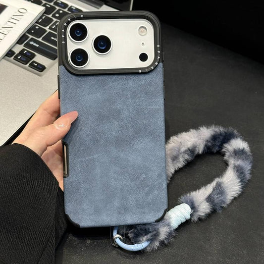 Faux Suede Fabric TPU Phone Case with Screen-printed Rabbit Plush Rope, For iPhone 17 Pro Max, For iPhone 17 Pro, For iPhone 17, For iPhone 16 Pro Max  