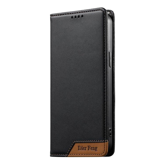 Dierfeng Splicing Strong Magnetic RFID Vegan Leather Phone Case, For iPhone 17e / 16e, For iPhone 17 Pro Max, For iPhone 17 Pro, For iPhone 17  
