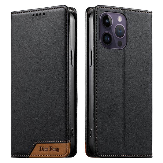 Dierfeng Splicing Strong Magnetic RFID Vegan Leather Phone Case, For iPhone 14 Pro Max, For iPhone SE 2022 / SE 2020 / 8 / 7, For iPhone 13 Pro Max, For iPhone 13 Pro  