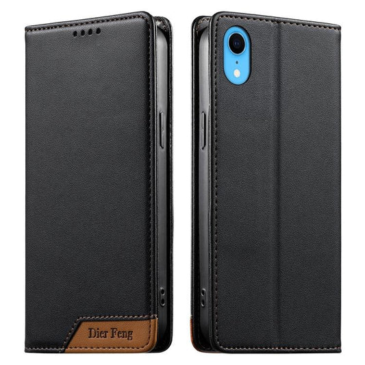 Dierfeng Splicing Strong Magnetic RFID Vegan Leather Phone Case, For iPhone XR, For iPhone XS Max, For iPhone 8 Plus / 7 Plus  