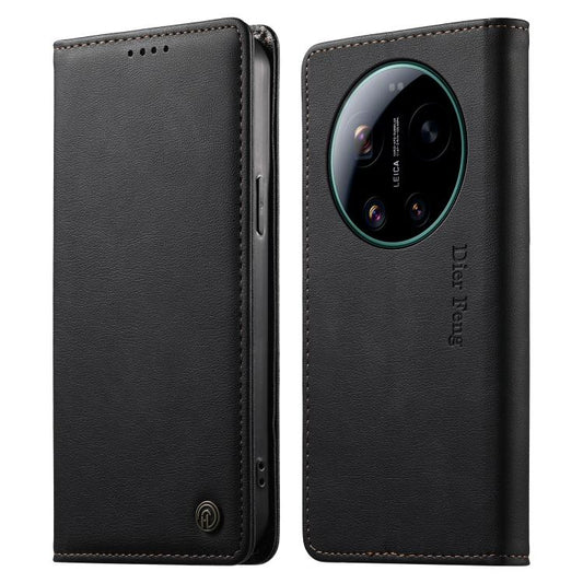 Dierfeng Metal Snap Magnetic RFID Vegan Leather Phone Case, For Xiaomi 17 Ultra, For Xiaomi 17 Pro Max, For Xiaomi 17 Pro, For Xiaomi 17  