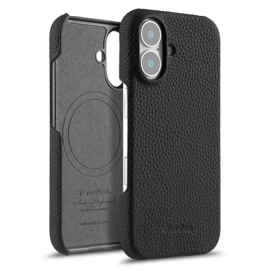 melkco Litchi Texture Magnetic Half Coverage Genuine Leather Phone Case, For iPhone 17, For iPhone Air, For iPhone 16 Pro Max  