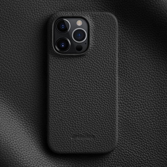 melkco Litchi Texture Magnetic Half Coverage Genuine Leather Phone Case, For iPhone 14 Pro Max  