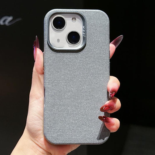 Wool Linen Fabric Full Coverage Magnetic Phone Case, For iPhone 14, For iPhone 14 Pro, For iPhone 14 Pro Max  