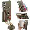 Litchi Texture Card Bag Ring Holder Vegan Leather + PC Phone Case with Shoulder Strap, For Samsung Galaxy S26+ 5G, For Samsung Galaxy S26 Ultra 5G, For Samsung Galaxy S25 5G  