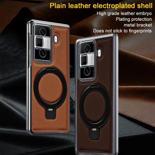 Foldable Screen Holder Electroplated Vegan Leather Phone Case, For Honor Magic VS3, For Honor Magic VS2  