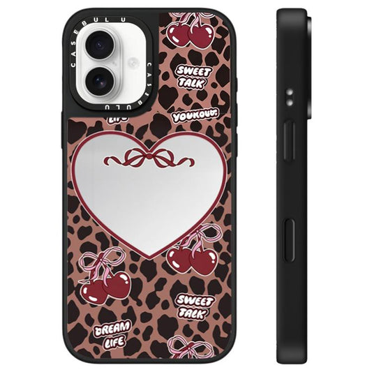 Leopard Cherry Series Pattern Mirror Phone Case, For iPhone 16, For iPhone 15 Pro Max, For iPhone 15 Pro  