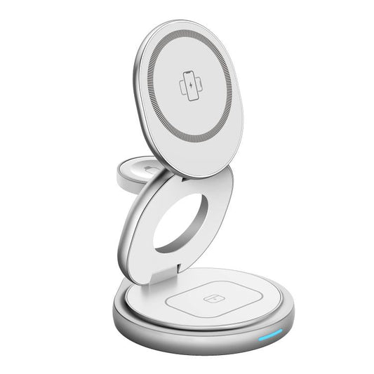HAMTOD M27 15W Rotatable Foldable 3 in 1 Metal Magnetic Wireless Charger Stand  