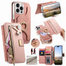 Precision Hole Silver-Edged Ring RFID Blocking Zipper Wallet Magnetic Vegan Leather Phone Case, For iPhone 13 Pro Max, For iPhone 13 Pro, For iPhone 13  