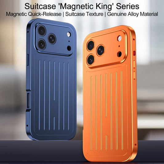Suitcase Texture Magnetic King Series Aluminum Alloy Phone Case with Tempered Glass Film, For iPhone 17 Pro Max, For iPhone 17 Pro, For iPhone Air, For iPhone 16 Pro Max  