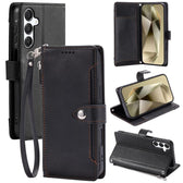 Litchi Texture Zipper Wallet Buckle Vegan Leather Phone Case with Wrist Strap, For Galaxy S26+ 5G, For Galaxy S26 Ultra 5G, For Galaxy S26 5G  
