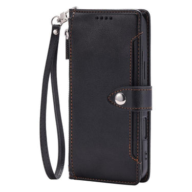 Litchi Texture Zipper Wallet Buckle Vegan Leather Phone Case with Wrist Strap, For Galaxy S25 Ultra 5G, For Galaxy S24 FE 5G, For Galaxy S24 Ultra 5G  