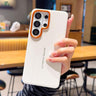 Metal Camera Lens Frame Buttons Vegan Leather Phone Case, For Galaxy S25 Ultra 5G, For Galaxy S24 Ultra 5G, For Galaxy S24+ 5G, For Galaxy S24 5G  